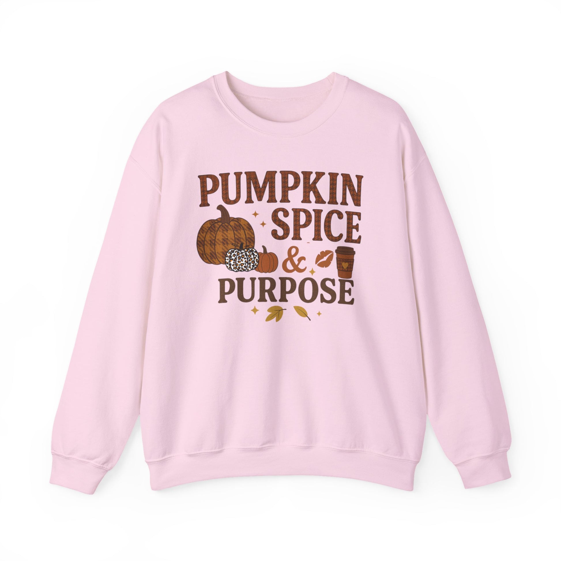 Pumpkin Spice & Purpose Crewneck Sweatshirt | Cozy Fall Apparel, Autumn Fashion, Gift for Pumpkin Lovers, Thanksgiving Outfit, Seasonal Wear