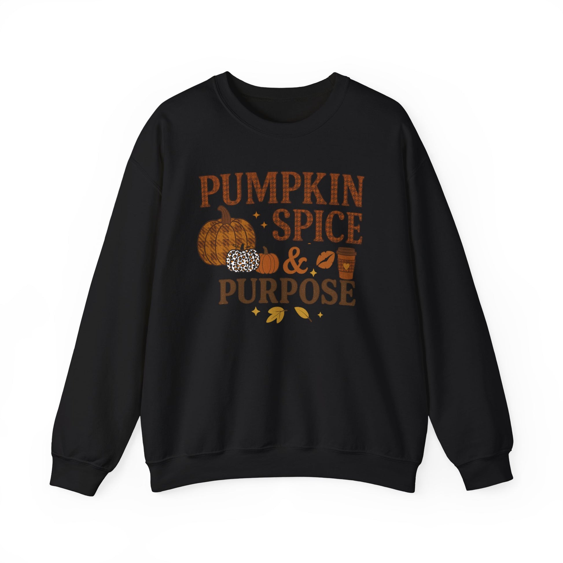 Pumpkin Spice & Purpose Crewneck Sweatshirt | Cozy Fall Apparel, Autumn Fashion, Gift for Pumpkin Lovers, Thanksgiving Outfit, Seasonal Wear