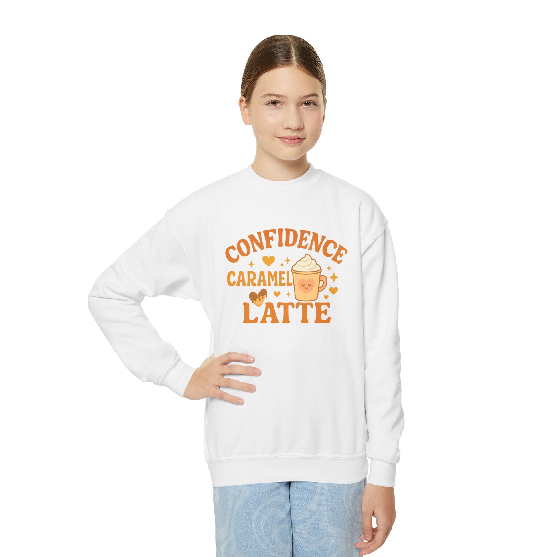 Confidence Caramel Latte Youth Crewneck Sweatshirt