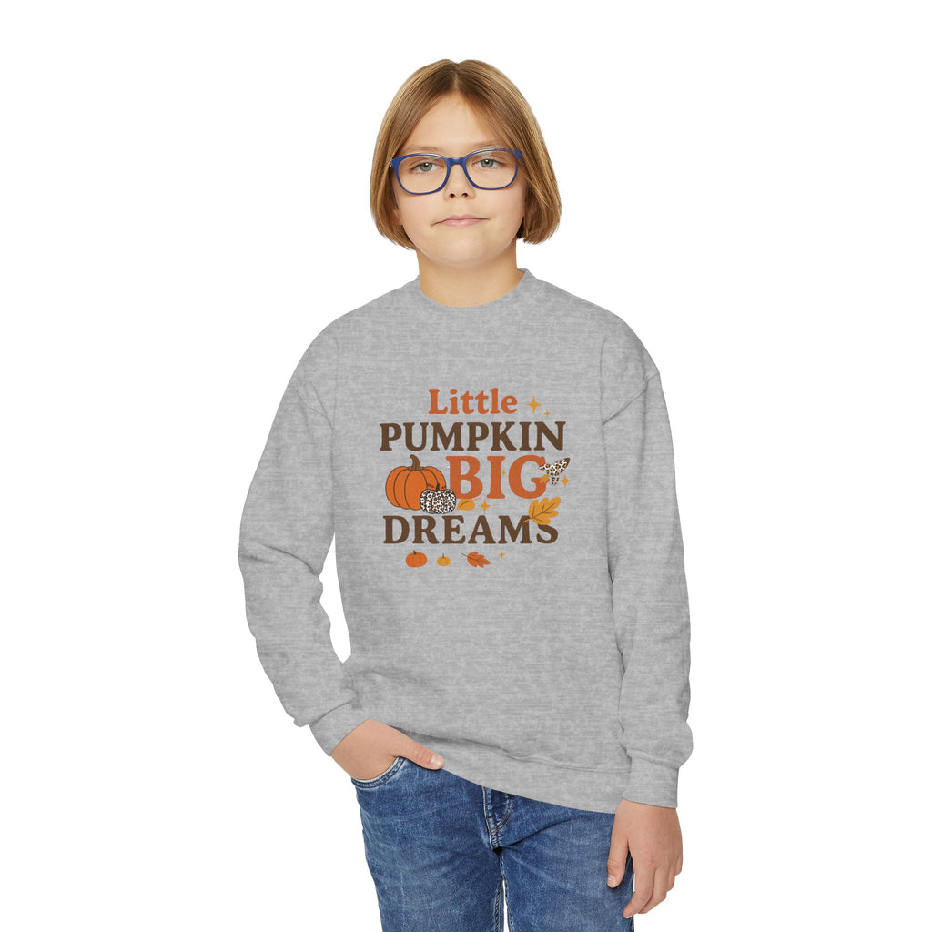Little Pumpkin Big Dreams Youth Crewneck Sweatshirt