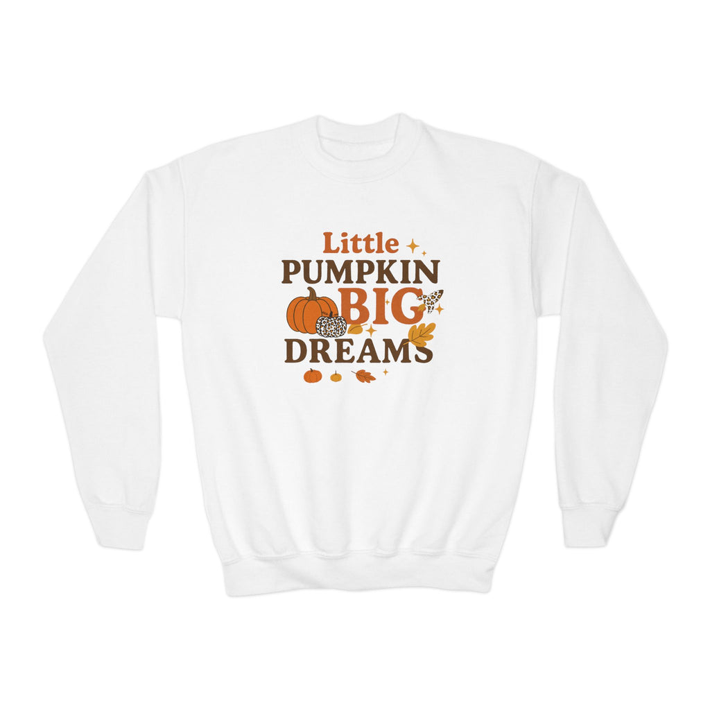 Little Pumpkin Big Dreams Youth Crewneck Sweatshirt