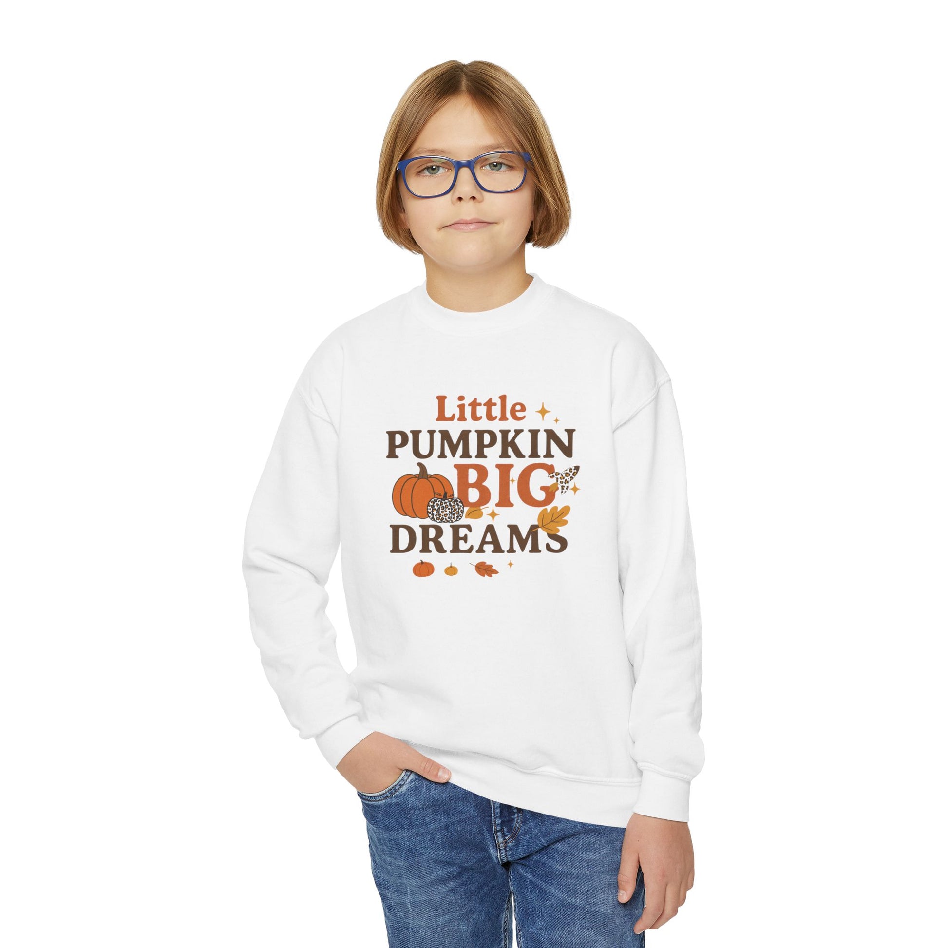 Little Pumpkin Big Dreams Youth Crewneck Sweatshirt