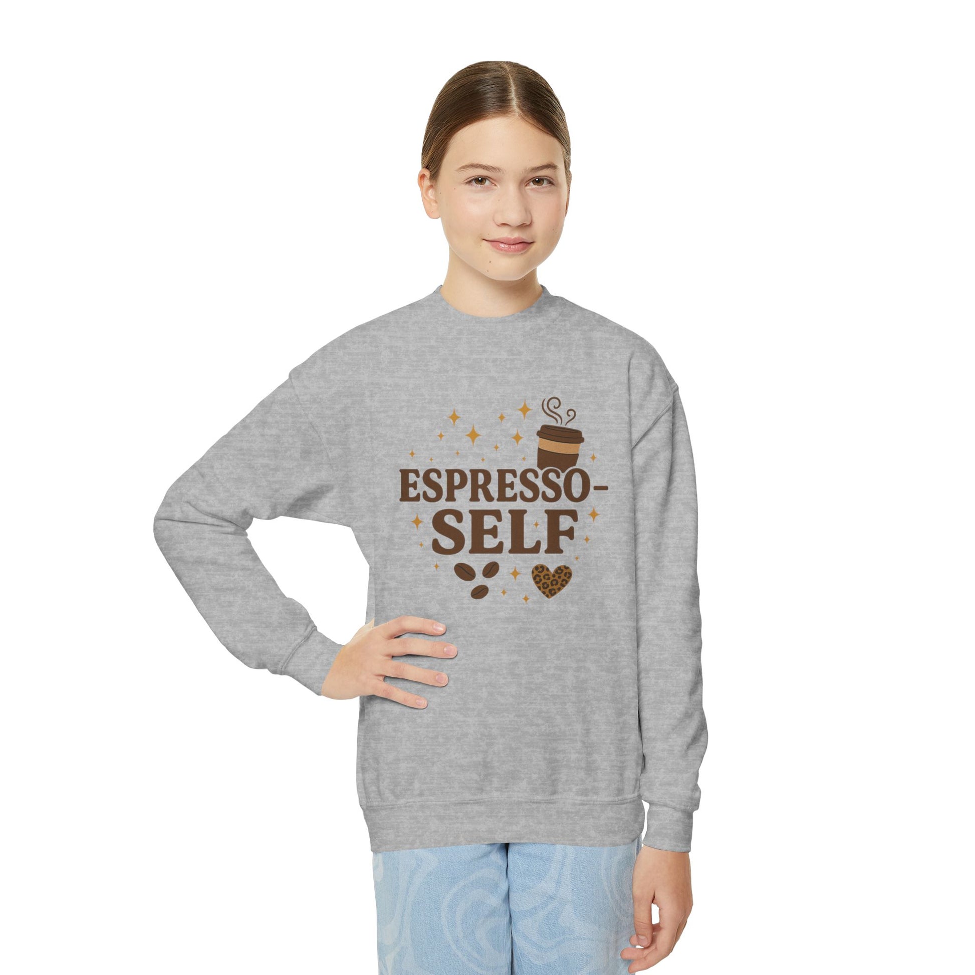 Espresso-Self Youth Crewneck Sweatshirt
